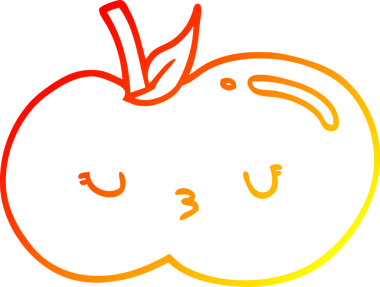 Bir insan tarafından çizilmiş şirin bir elmanın sıcak çizgi çizimi