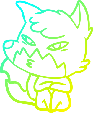 Bir insan tarafından çizilmiş akıllı bir tilkinin soğuk çizgi çizimi.