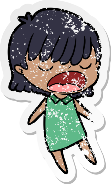 Bir insan tarafından yüksek sesle çizilmiş karikatür kadının sıkıntılı çıkartması.