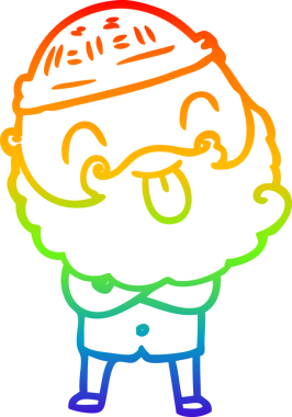 Gökkuşağı gradyan çizgisi sakallı bir adamın bir insan tarafından çizilmiş dili.