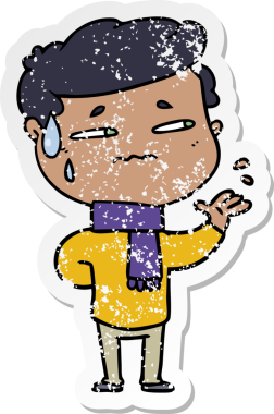 Bir insan tarafından çizilmiş endişeli bir karikatür çıkartması.