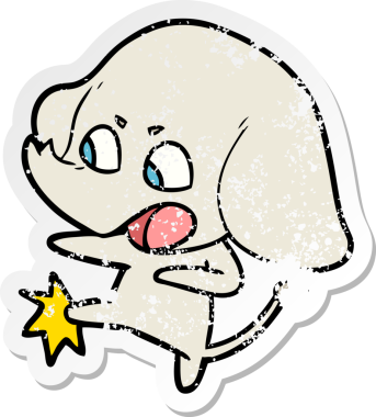 Bir insan tarafından çizilmiş şirin bir filin sıkıntılı çıkartması