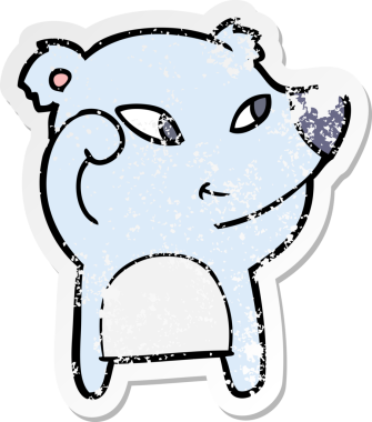 Bir insan tarafından çizilmiş şirin bir ayının sıkıntılı çıkartması.