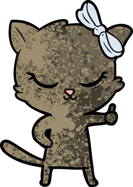 Bir insan tarafından çizilmiş sevimli çizgi film kedisi.