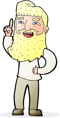 Bir insan tarafından çizilmiş, mutlu, sakallı bir adam.