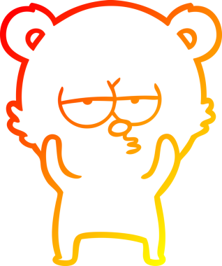 Bir insan tarafından çizilmiş, sıkılmış bir kutup ayısının sıcak çizgi çizimi.