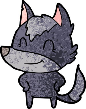 Bir insan tarafından çizilmiş dost canlısı bir kurt.