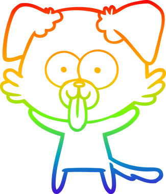 Bir insan tarafından çizilmiş dilli çizgi film köpeğinin çizimi.