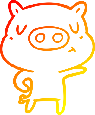 Bir insan tarafından çizilmiş bir domuzun sıcak çizgi çizimi