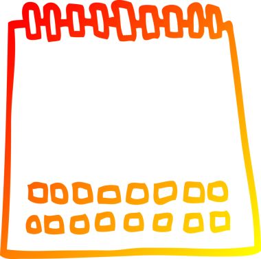 Bir insan tarafından çizilmiş çizgi film boş takviminin sıcak gradyan çizimi