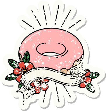 Bir insan tarafından çizilmiş eski bir dövme stili buzlu çörek.