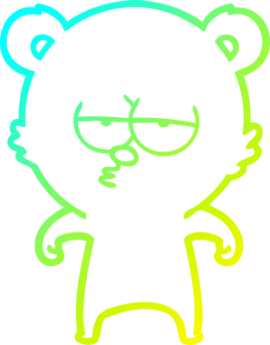 Sıkılmış bir ayı karikatürünün insan tarafından çizilmiş soğuk gradyan çizgisi