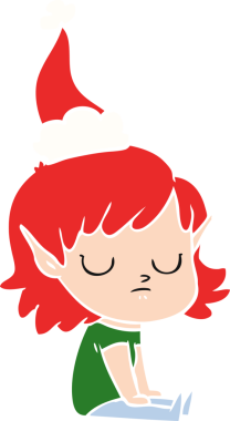 Bir insan tarafından çizilmiş Noel Baba şapkası giyen bir elf kızının el resmi.