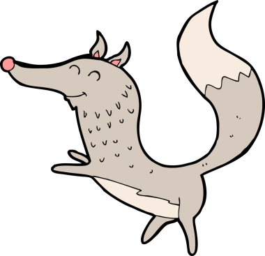 Bir insan tarafından çizilmiş mutlu bir kurt.