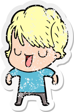 Bir insan tarafından çizilmiş karikatür kadının sıkıntılı çıkartması.