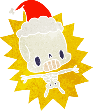 Bir insan tarafından çizilmiş Kawaii iskeletinin eski bir karikatürü.