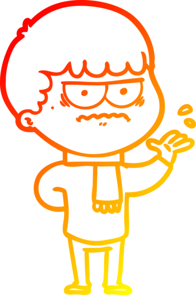 Bir insan tarafından çizilmiş, kızgın bir çizgi film karakteri.