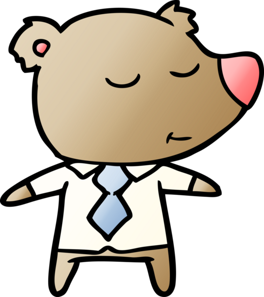 Mutlu çizgi film ayısı bir insan tarafından çizilmiş gömleği giyiyor.