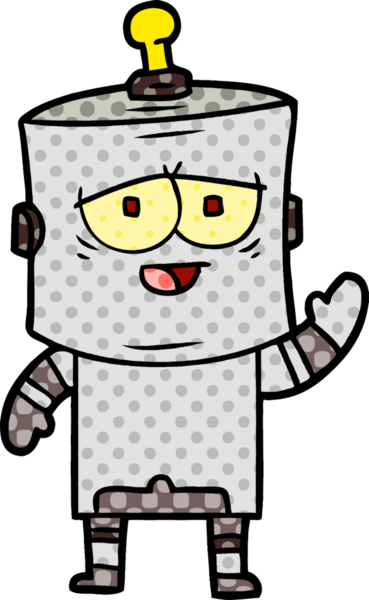 Bir insan tarafından çizilmiş çizgi film robotu