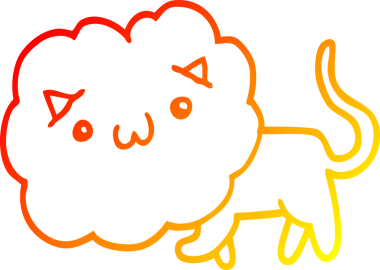 Bir insan tarafından çizilmiş şirin bir aslanın sıcak çizgi çizgisi.