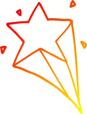 Bir insan tarafından çizilen çizgi film yıldızının sıcak gradyan çizimi