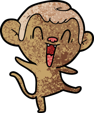 Bir insan tarafından çizilmiş gülen maymun çizgi filmi