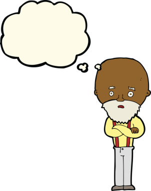 Bir insan tarafından çizilmiş, düşünceli, yaşlı bir adam.