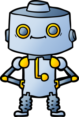 Bir insan tarafından çizilmiş çizgi film robotu