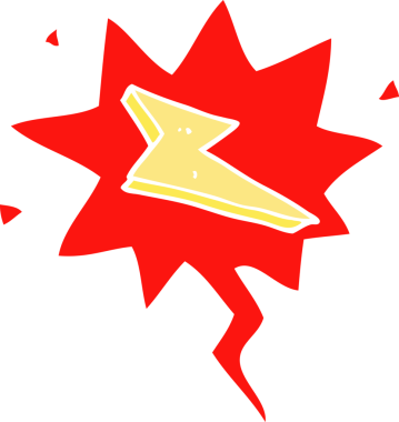 Bir insan tarafından çizilmiş, konuşma baloncuklu çizgi film yıldırımı.