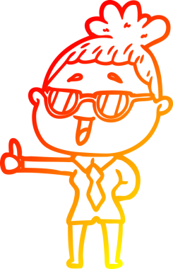 Bir insan tarafından çizilmiş gözlük takan mutlu bir kadının çizgi çizimi.