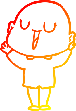 Bir insan tarafından çizilmiş mutlu, kel bir adamın sıcak çizgi çizimi.