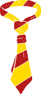 Bir insan tarafından çizilmiş düz renk karikatür ofis kravatı