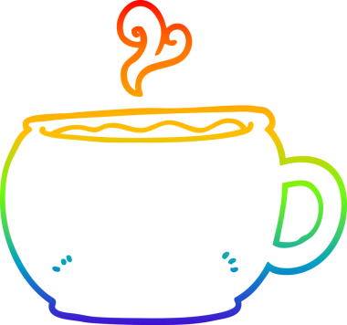 gökkuşağı gradyan çizgi çizimi bir insan tarafından çizilmiş bir kahve fincanı