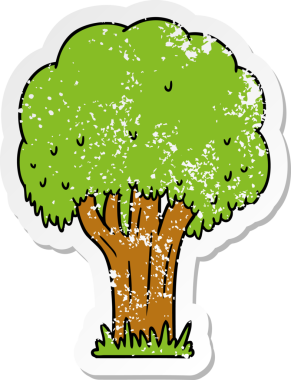 Bir insan tarafından çizilmiş bir yaz ağacının çizilmiş karikatürü.