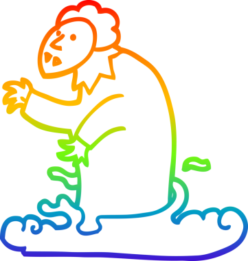 Gökkuşağı gradyan çizgi çizimi Bir insan tarafından çizilmiş ürkütücü vampir çizgi