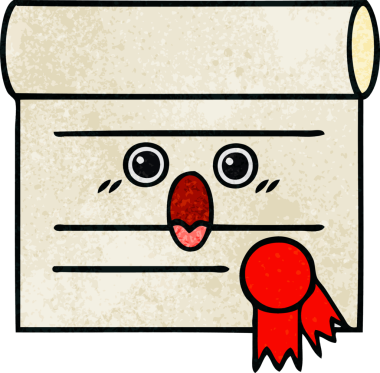 Bir insan tarafından çizilmiş sertifikanın grunge desen karikatürü