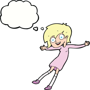 Bir insan tarafından çizilmiş düşünce balonlu çılgın kız.