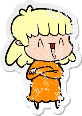 Bir insan tarafından çizilmiş karikatür bir kadının sıkıntılı çıkartması.