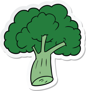 Bir insan tarafından çizilmiş karikatür brokoli çıkartması.