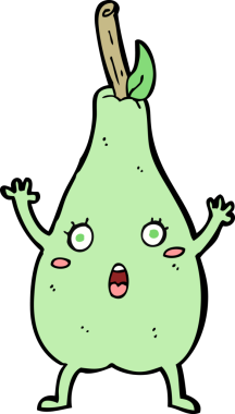 Bir insan tarafından çizilmiş korkmuş armut.