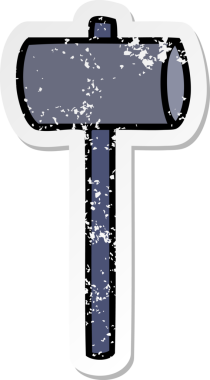 Bir insan tarafından çizilmiş bir tokmağın çizilmiş, kederli çıkartması.