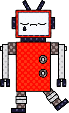 bir insan tarafından çizilmiş bir robotun çizgi roman tarzı