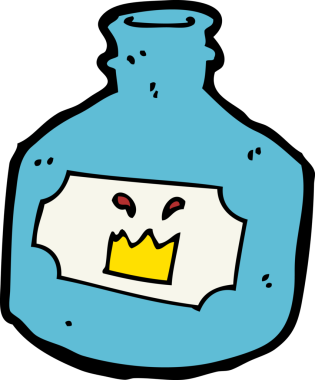 Bir insan tarafından çizilmiş eski bir şişe.