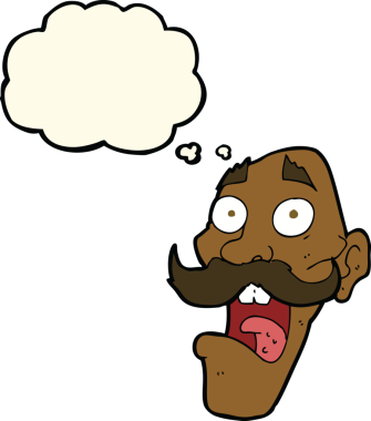 Çizgi film, bir insan tarafından çizilmiş düşünce balonuyla korkmuş yaşlı bir adam.