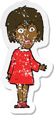 Bir insan tarafından çizilmiş bir karikatürün gerilimli çıkartması.