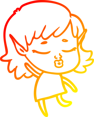 Bir insan tarafından çizilmiş güzel bir elf kızının çizgi çizimi.