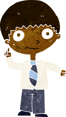 Bir insan tarafından çizilmiş bir fikri olan karikatür okulu çocuğu.