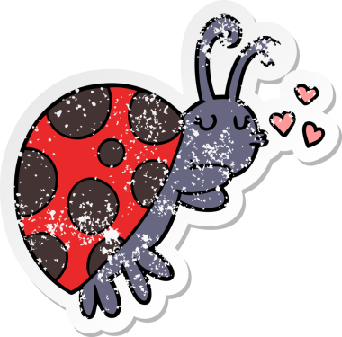 Bir insan tarafından çizilmiş bir uğur böceğinin sıkıntılı çıkartması.