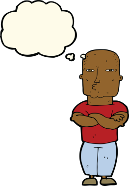 Düşünce baloncuğu bir insan tarafından çizilmiş sert çocuk.