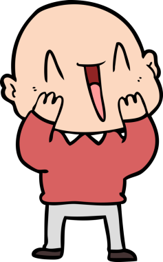 Bir insan tarafından çizilmiş mutlu, kel adam.